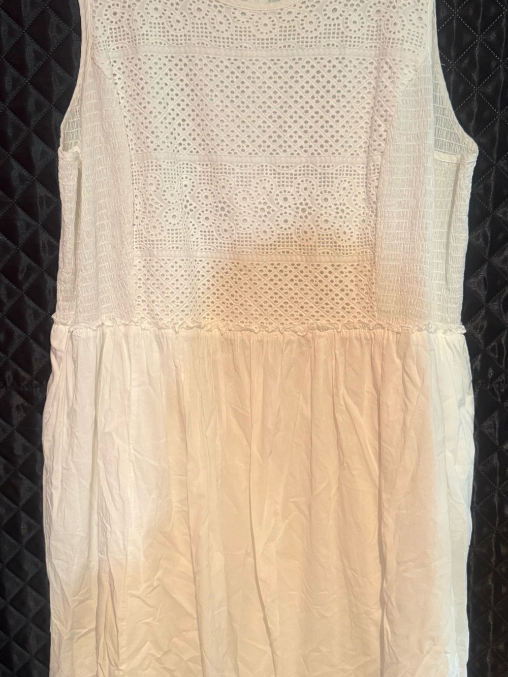 Lane Bryant White Cotton Eyelet Tiered Dress